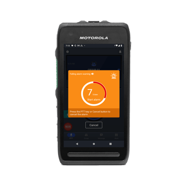 Motorola LEXL11 7 seconds before the "Man Down" alarm started