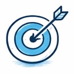 Target with arrow representing focus on priority areas for business improvement