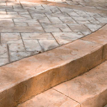 Stamped and stained concrete steps stairs