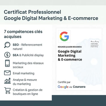 Certificat Google en marketing digital & E-commerce avec la liste de ses 7 compétences clés