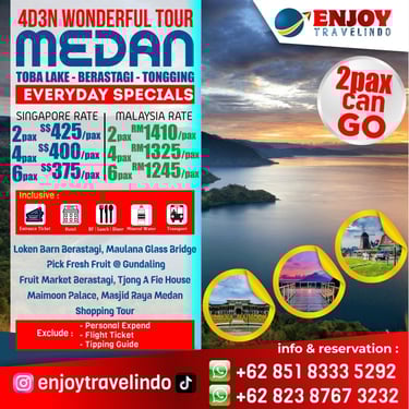 tour operator for medan toba berastagi tongging tour, 4d3n medan toba tour, lake toba, berastagi,