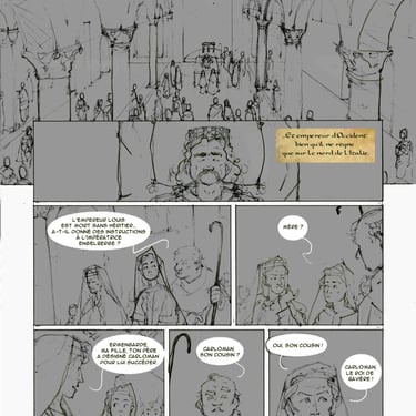 Bandes dessinées, storyboard, crayonnés