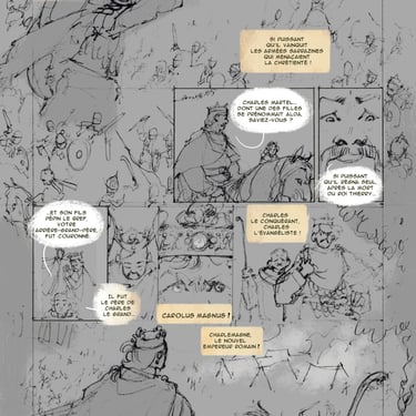 Bandes dessinées, storyboard, charlemagne