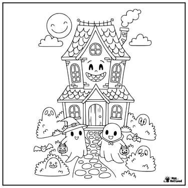 Halloween Haunted House Coloring Pages