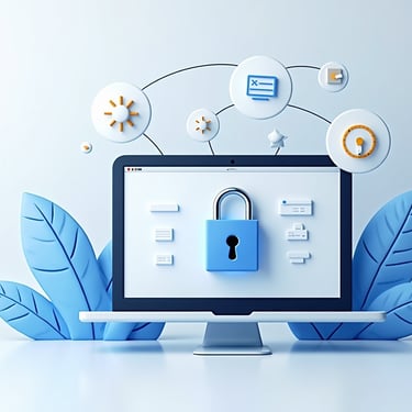 a computer monitor screen with a lock and padlock