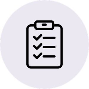 Black outline of a clipboard with checkmarks symbol for a task list or to-do checklist icon.