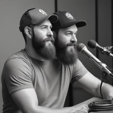 A radio studio setup with modern decor. The room features a desk with a microphone, headphones, and computer monitor. Bright red and white lighting creates an energetic atmosphere. A man stands to the right of the image, gesturing as if speaking to an audience. A sign for 'The Kris Fade Show' is prominently displayed, and a screen shows an advertisement for the 90th Oscars.