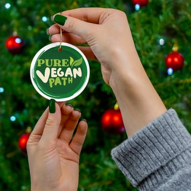 Vegan Christmas Ceramic Ornament