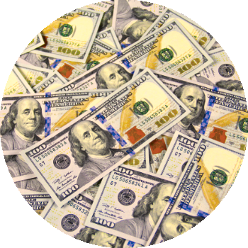 100 U.S. dollar bills stacked everywhere