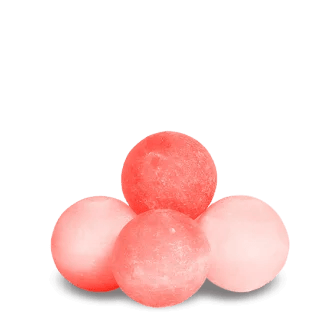 Round pink Himalayan bath salt balls set, natural bath salt customized for wellness use.