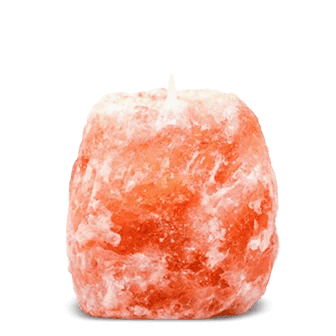 Pink salt candle holder natural crystal block