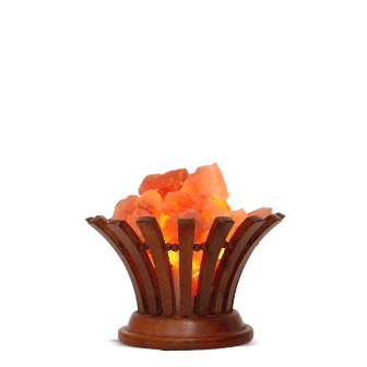 Small square pink salt slab on iron stand