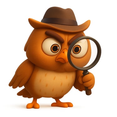 hibou avec une loupe