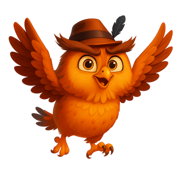 hibou qui vole avec chapeau 