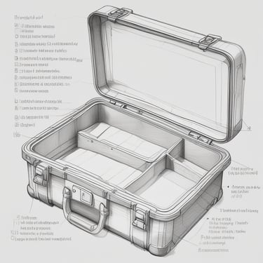 A collection of various hard cases arranged neatly on a table.