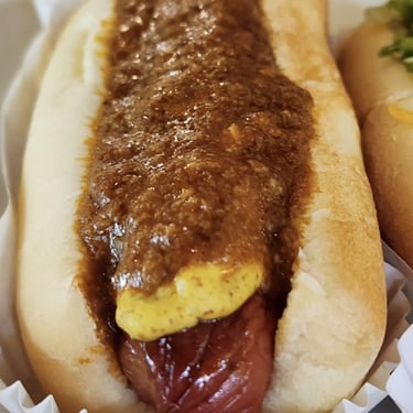 Miner's Mischief - hot dog with our proprietary 24-ingredient hot dog sauce