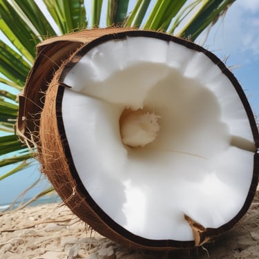 A happy customer holding a coconut product from arvanu.