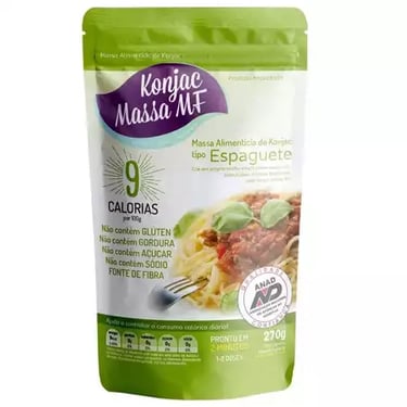Pacote de macarrão Konjac MF orgânico, ideal para emagrecimento e dietas low carb.
