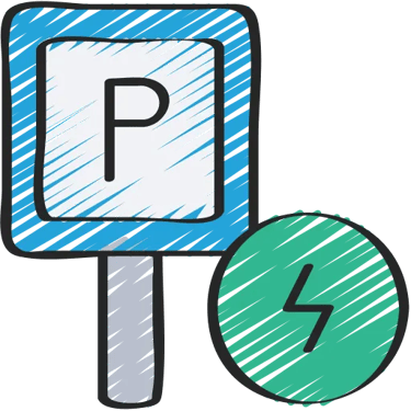 Icône parking publique avec borne de recharge