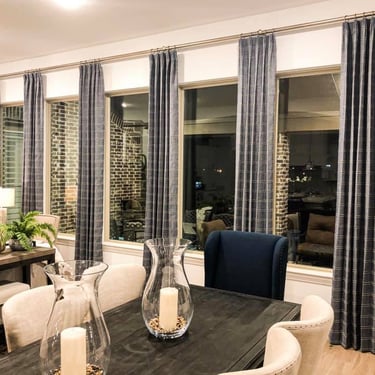 Custom French Pleated Drapery Curtain Panels custom hardware Kasmir Fabric