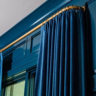 Custom French Pleated Drapery On French Return Rod Kasmir Fabric