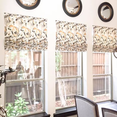 Custom Flat Roman Shades Kasmir Fabric