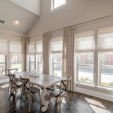 Custom drapery curtains with roman shades Custom Hardware