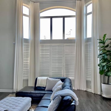 Extra Long 2 story drapery panels kasmir fabric custom hardware