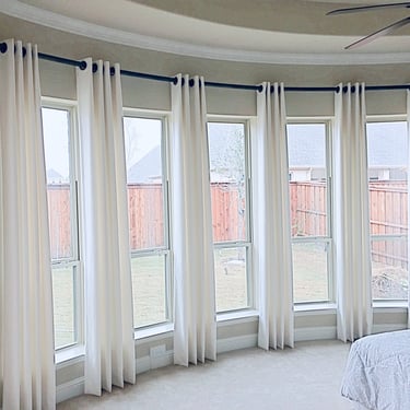 grommet drapery custom curved hardware kasmir fabric