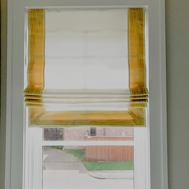 Custom Flat Roman Shade with Banding trim