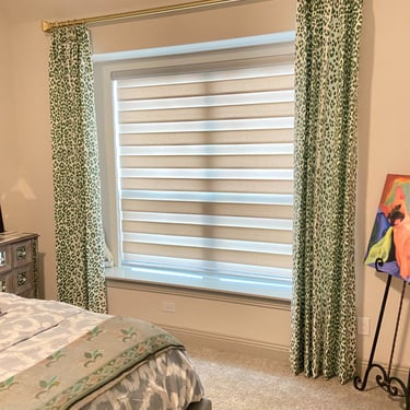 drapery curtain panels schumacher fabric custom brass hardware
