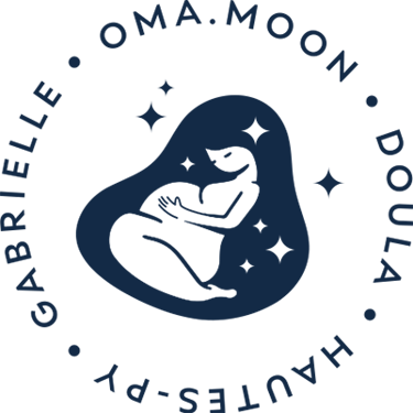 Logo macaron Omamoon Gabrielle Doula Hautes-Pyrénées