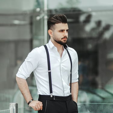 White tailored shirt with black pants for a classy look