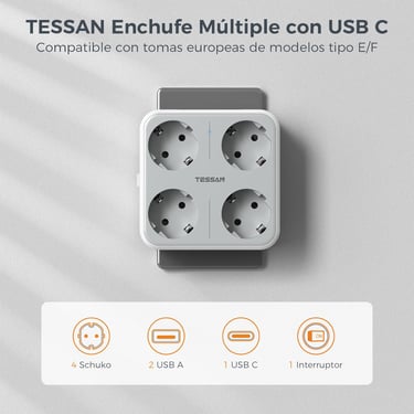 a white and gray electrical outlet with a white and orange text