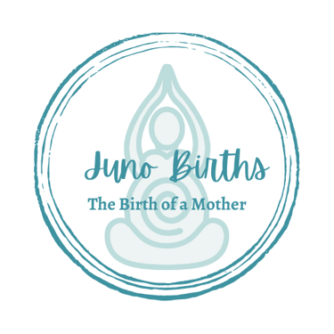Logo of Juno Births - a woman in a yoga pose with a yoga mat