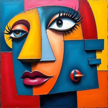 a painting of a face with a woman's face