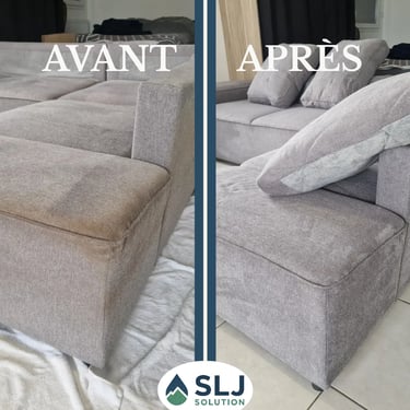 Avant après nettoyage de canapé quartier Gare Grenoble