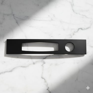 Faucet mat with a hexagonal cut out and accessory hole.