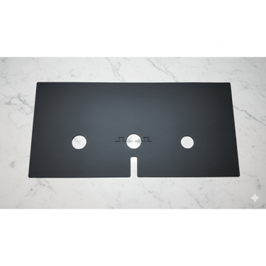 Custom faucet mat with sink over hang.