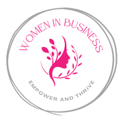women in business logo in pink