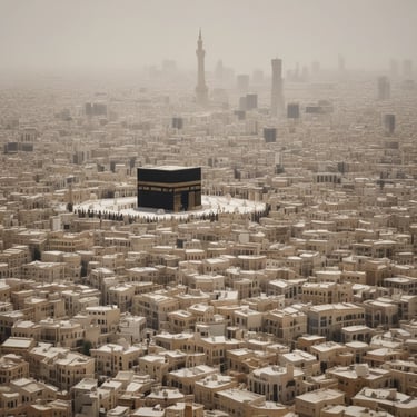 Ka'ba in the middle of the ancient city of Mecca.