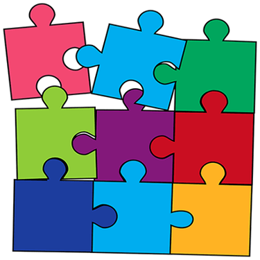 Puzzle pieces to learn English