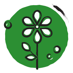 icoon in groen en zwart-wit van een bloem