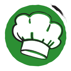 icoon in groen en zwart van koksmuts