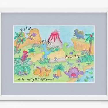dinosaur-wall-art-for-nursery-decor; art-work-for-nursery-of-baby-dinosaurs;