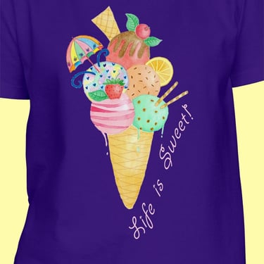 Purple-colour-t-shirt-with-icecream-cone-for-teen-girls-clothes; purple-girl-t-shirt