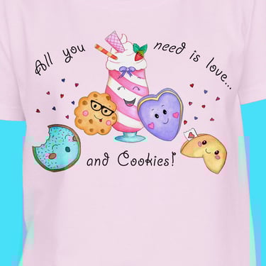 Pink-T-Shirt-Women's-with-cute-cookie; Cotton-t-shirts-women; Cute-t-shirts