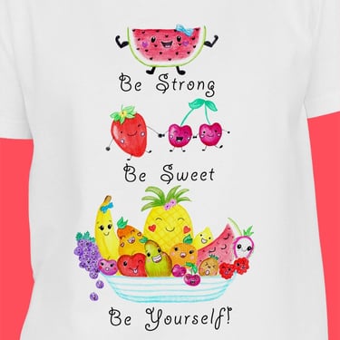 White-tee-for-women-and-girls; womens-graphic-tees-with-fruit