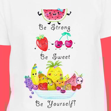 White-tee-for-women-and-girls; womens-graphic-tees-with-fruit
