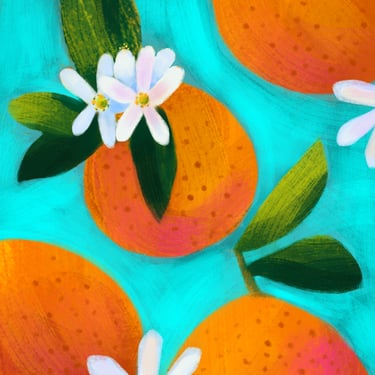 Digitalezeichnung von Orangen, impressionistische Rezeptillustrationen Editorial Bilderbuch Essensillustration 